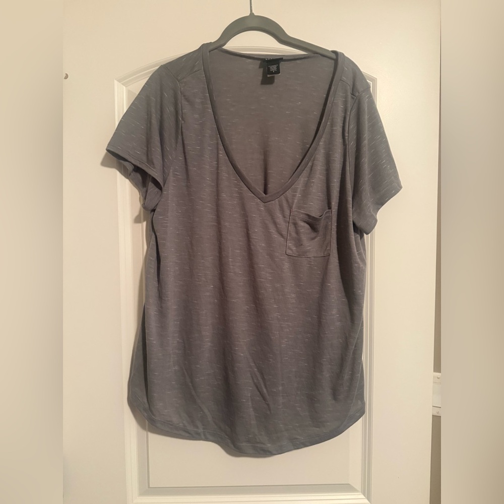 Gray V-Neck Women's T-shirt